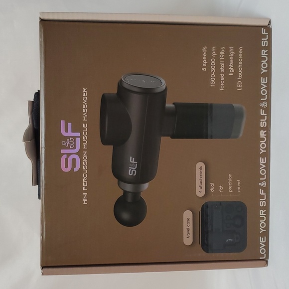 SLF Mini Percussion Muscle Massager With Attachments ~ Black - Picture 3 of 10